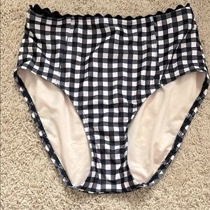 Black and White Checkered High-Waisted Bikini Bottom